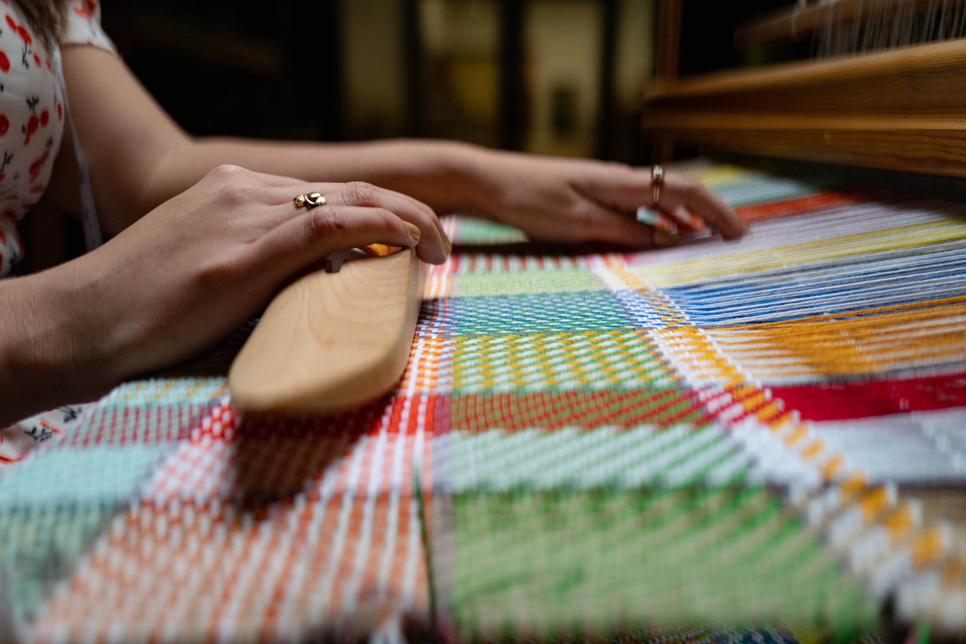 Berea College student weaving