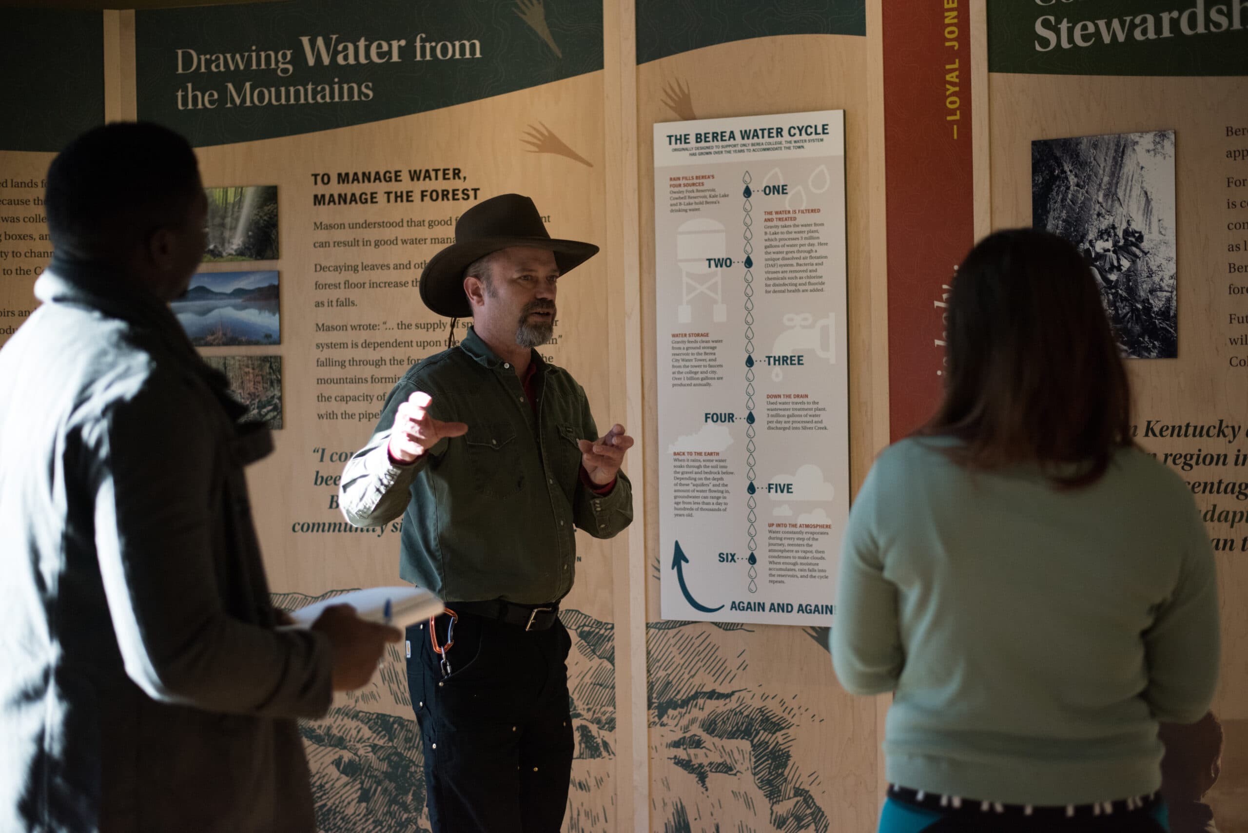 Clint, College Forester, talking about watershed protection