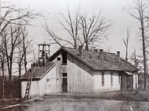 Black and White image of Berea College's first chapel